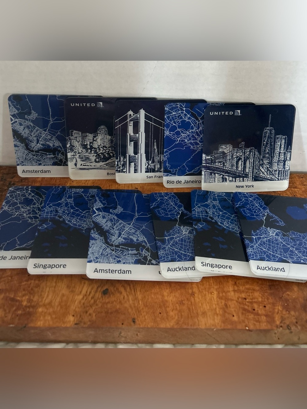 UNITED AIRLINES City Durable Plastic Coasters X 11